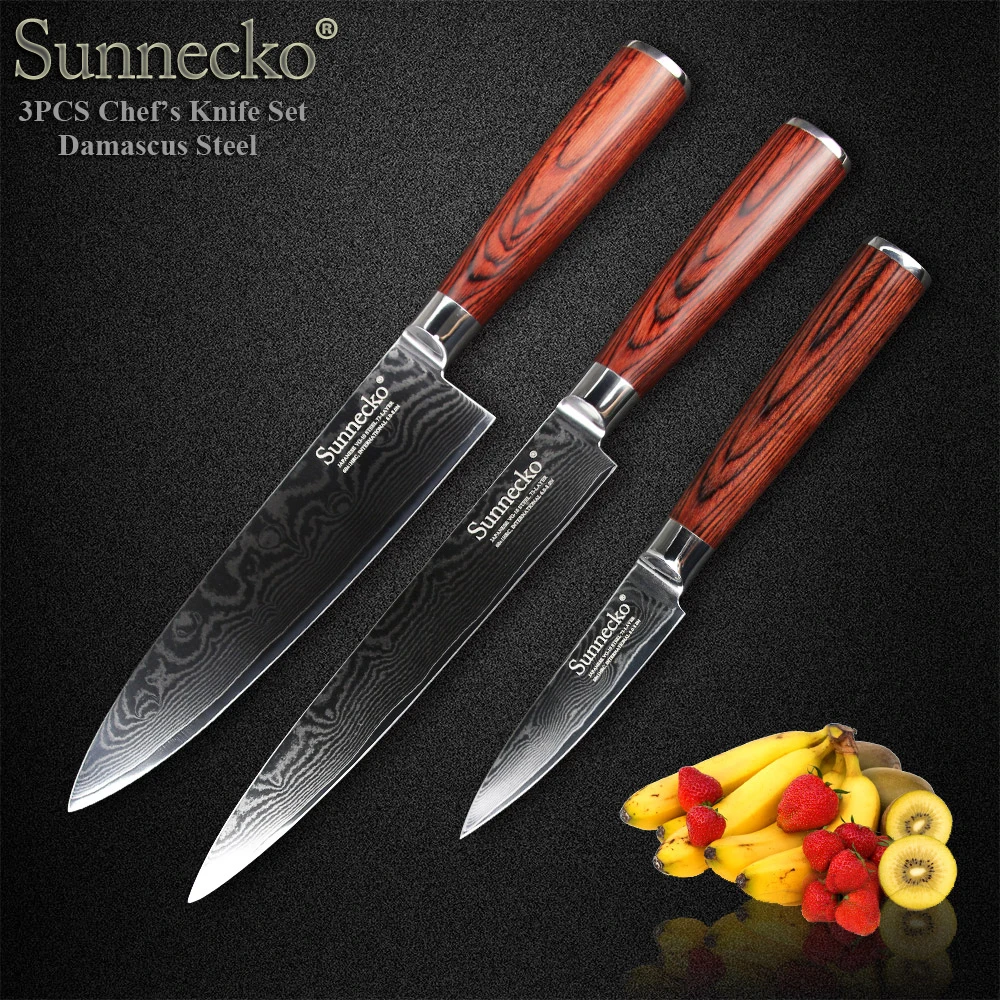 SUNNECKO 73 Layers Damascus Steel Knife Japanese VG10 Blade Kitchen Knives Pakka Wood Handle Sharp Chef Slicing Paring Cut Knife