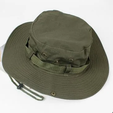 XdanqinX унисекс Летняя мода ведро шляпы регулируемый размер сетки дышащие джунгли шляпа Бенни ветряная веревка фиксированная Солнцезащитная шляпа для мужчин - Цвет: green