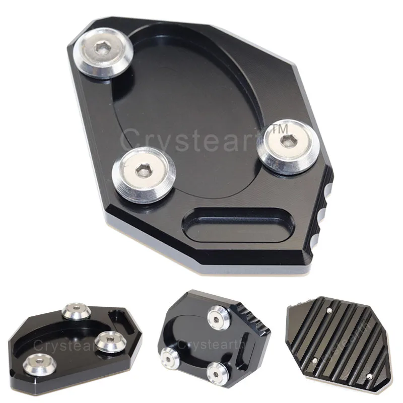 Black Aluminum Motorcycle Side Stand Plate Kickstand Extension Pad