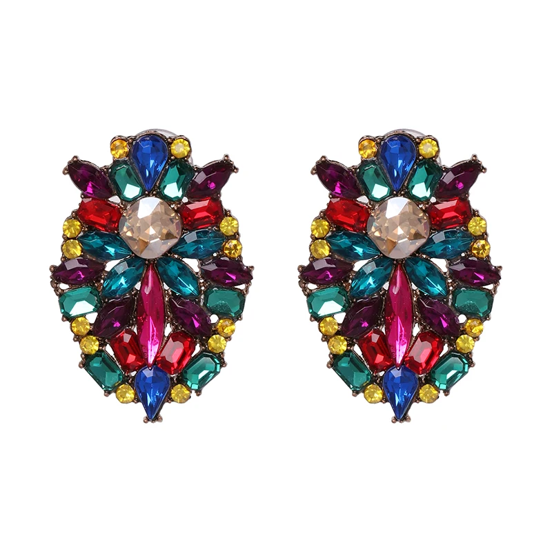 Модный кристалл оптом вечерние серьги свисающие разноцветные радужные ювелирные изделия для женщин серьги
