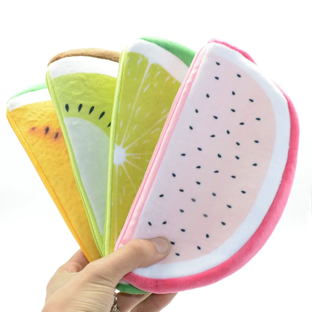 

pencil case kawaii Cartoon Plush High capacity school supplies watermelon fruit gran capacidad bag papeleria material escolar