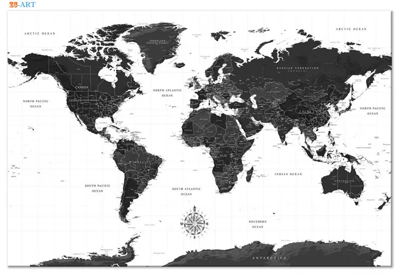 Modern Art Black and White World Map Canvas Painting Wall Art Posters and Prints Wall Picture Home Office Decor Modern Art Black and White World Map Canvas Painting Wall Art Posters and Prints Wall Picture Home Office Decor