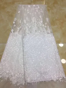 

Black African Tulle Lace Fabric High High Quality Lace Material Net French Embroidery Nigeria Lace Fabric 5 Yards D262