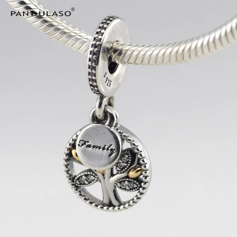 

Pandulaso 14K Gold Family Tree Crystal Beads For Jewelry Making Fit Original Charms Bracelets & Bangles Pendants DIY Jewelry