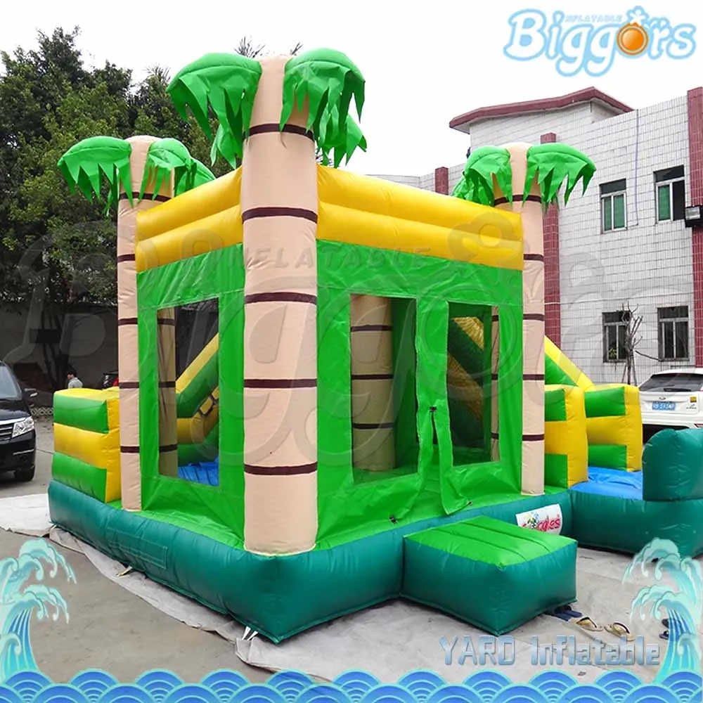 

Wholesale Price Green Jungle Bouncer House with Slide For Commercial Use