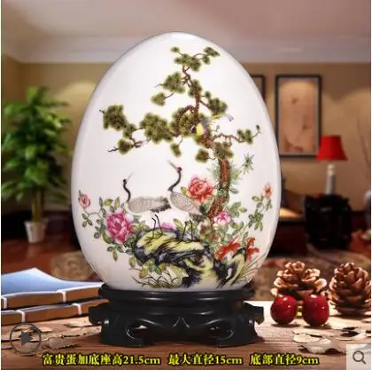 Керамическая ваза Цзиндэчжэнь в китайском стиле, Ландшафтная ваза+ основа для гостиной, украшение для домашнего интерьера, украшения из яиц - Цвет: style 8
