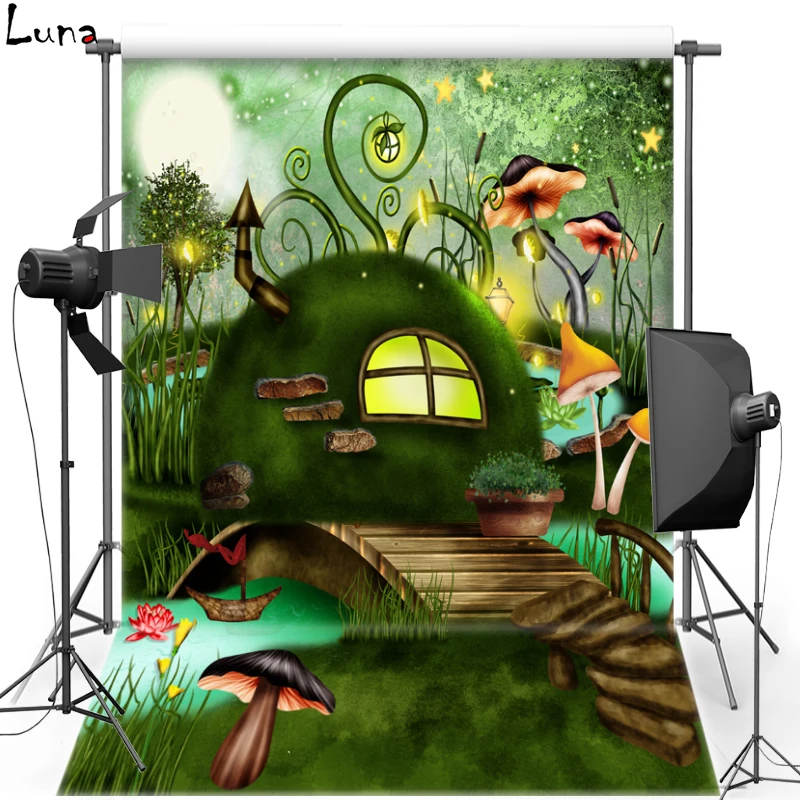 

House Musgroom Vinyl Photography Background Backdrop For Fairy Tale New Fabric Flannel Background For Wedding Photo Studio 1739