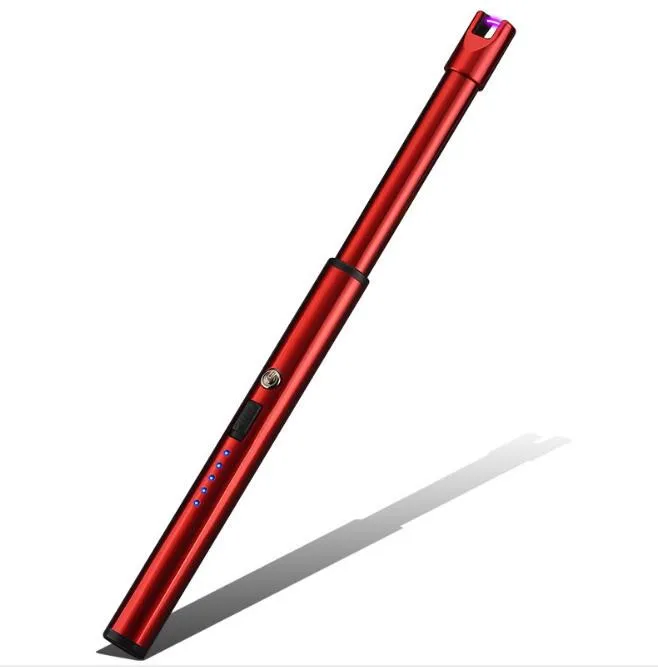 1 шт. Красивая дуговая перезаряжаемая Зажигалка для свечей индикатор батареи ветрозащитная для печи bbq костры электрическая зажигалка с гнездом usb - Цвет: red