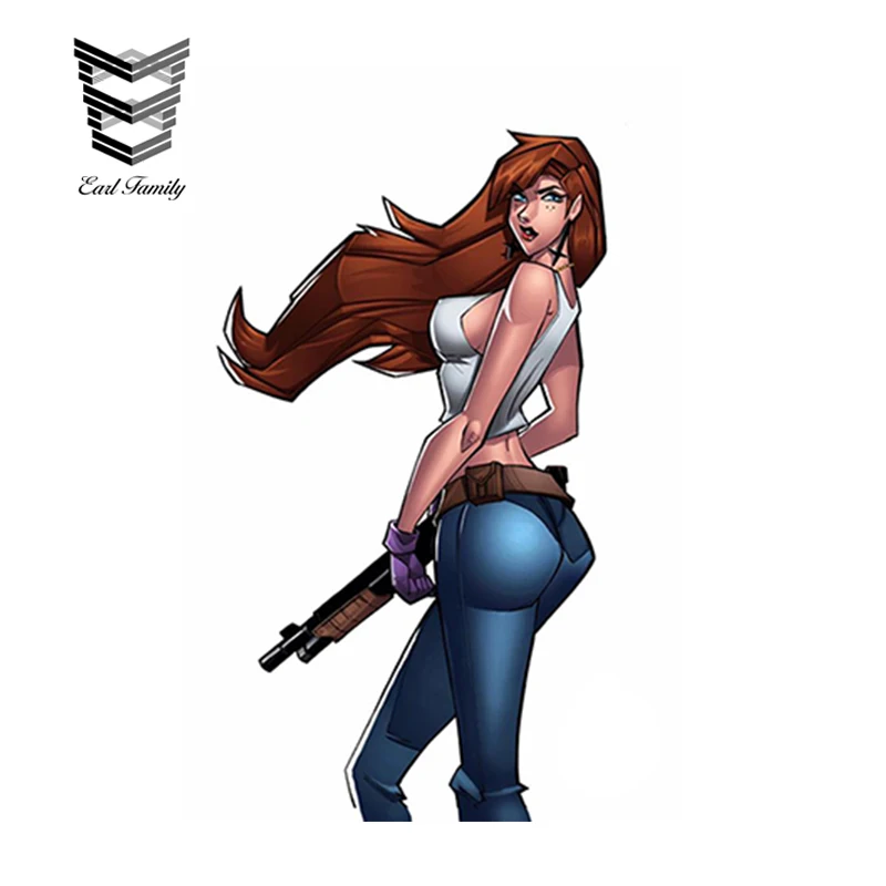 

EARLFAMILY 13cm x 7.4cm Car Sticker Sexy Women Soldiers Vinyl Decal Car Styling JDM Motorcycle Tuning Accessories Girl Graphics