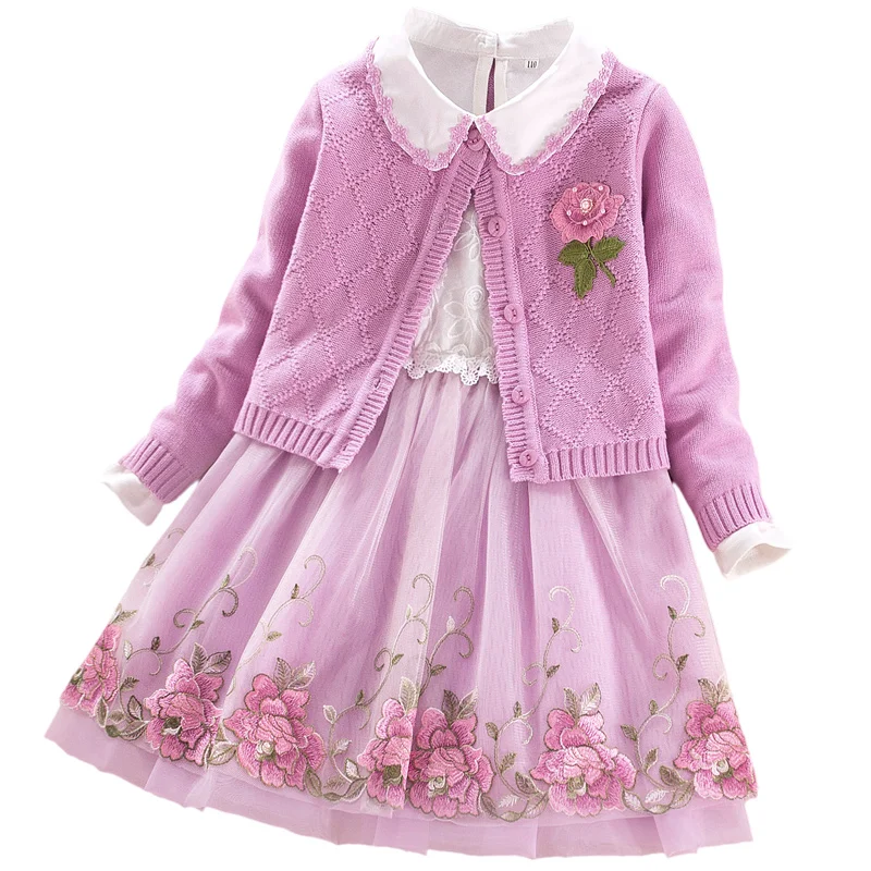 

Children's sets for girls 2018 New spring toddler girl clothing coat+Princess dress 2Pcs boutique kids clothing suits 3-10 years