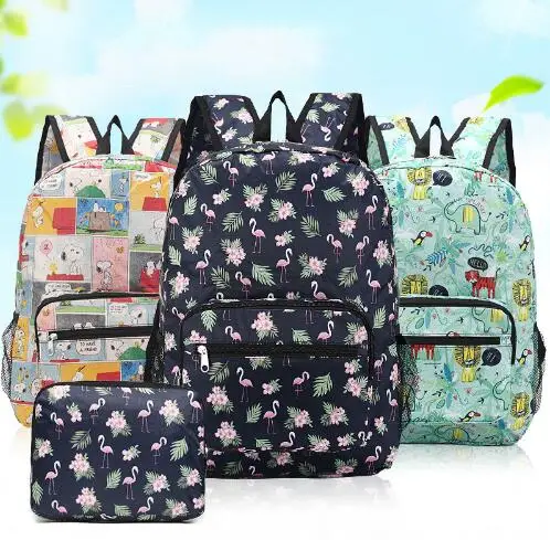 

IVYYE White Dog Pink Bird Fashion Anime Portable Travel Bag Reusable Tote Foldable backpack Luggage Pouch Storage Bags NEW