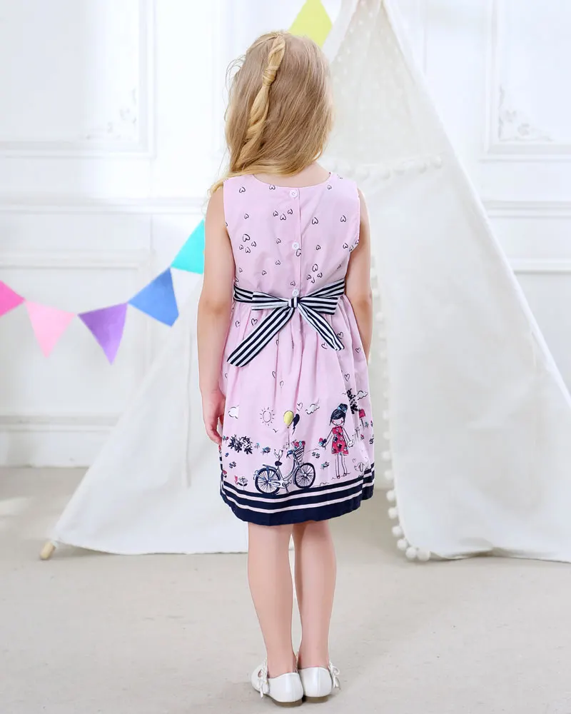 AiLe Rabbit/платья для девочек; детская одежда; Хлопковые Платья с цветочным принтом для езды на велосипеде; платье-майка без рукавов; розовое платье принцессы; k1