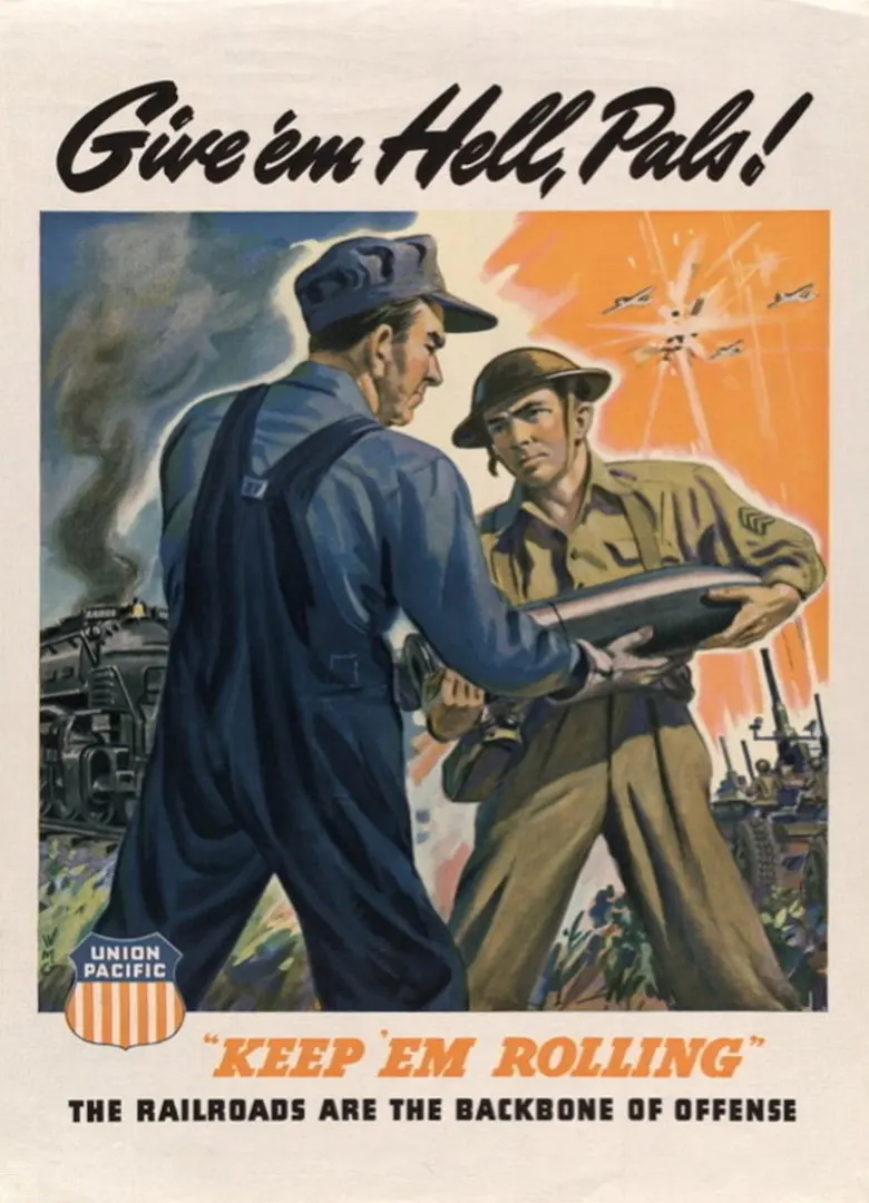 Винтаж США WW2 Производство рекламных плакатов Keep'em Rolling More Fire классические