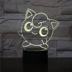 Pokemon Go Jigglypuff рисунок детская Ночная лампа светодиодный прикроватной тумбочке атмосферу детский ночник детский праздник подарок 3D ночник