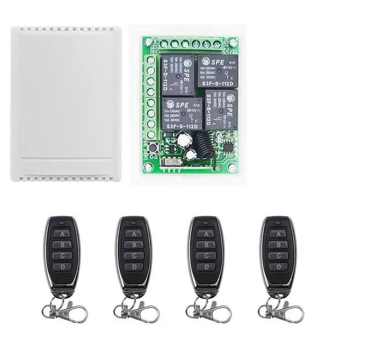 

top RF Wireless Remote Control Switch DC12V 4CH relay Receiver Module 4CH 4 channel RF 433/315 Transmitter for Smart home