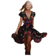 2019 verano Boho vestido étnico Sexy estampado Retro Vintage vestido borla playa vestido bohemio vintage Vestidos Hippie