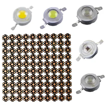 

100PCS/LOT LED 1W 3W 35mli 45mli chips PCB 20mm hight power Bulb SMD Lamp Light white blue red green yellow pink led light beads