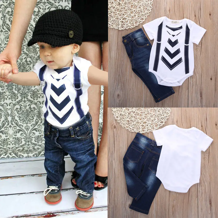 2016 Hot Newborn Infant Baby Boy Girl Kids Jeans Belt Party Clothes T shirt Top Pants Sets Outfit,in Clothing Sets from Mother \u0026 Kids on Aliexpress.com
