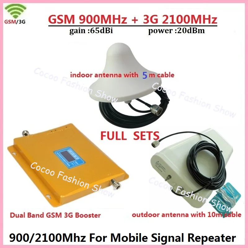 

LCD Display GSM 3G Repeater Dual Band GSM 900 UMTS WCDMA 2100MHz Booster 3G GSM Cellular Mobile Phone Signal Booster Amplifier