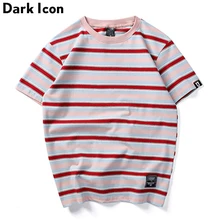 DARK ICON полосатая Мужская футболка Летняя мужская футболка с круглым вырезом из Джерси с коротким рукавом мужская футболка 3 цвета