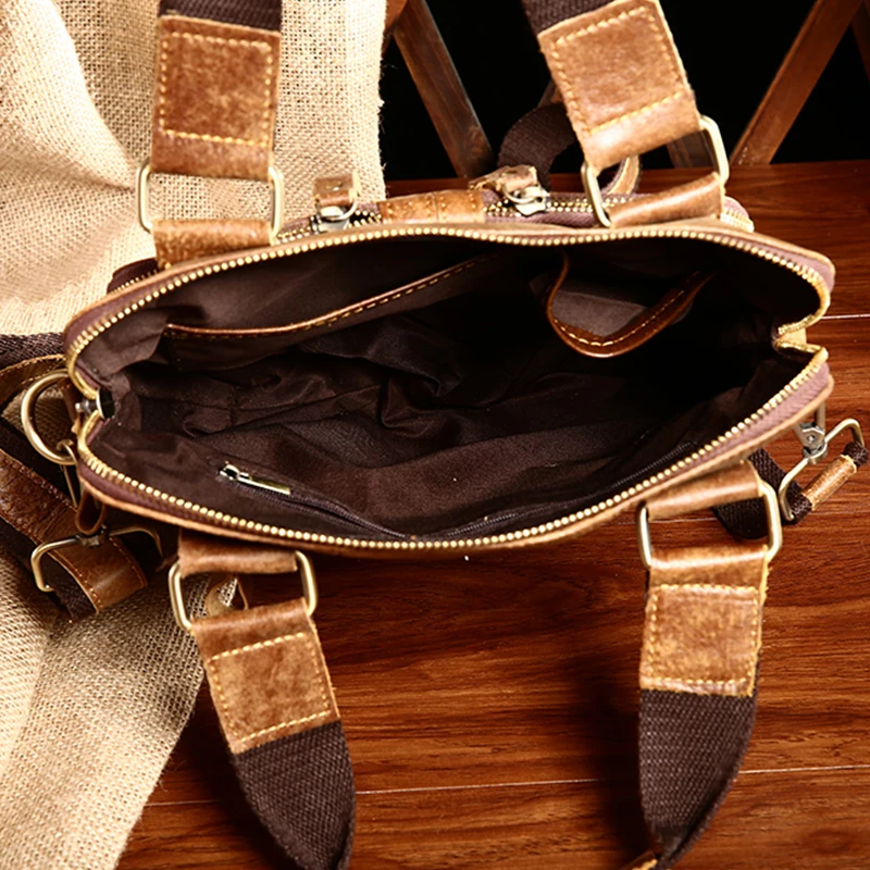 Винтажный кожаный мужской портфель Crazy Horse, чехол для ноутбука, деловая сумка из натуральной кожи, мужская сумка через плечо, сумка через плечо