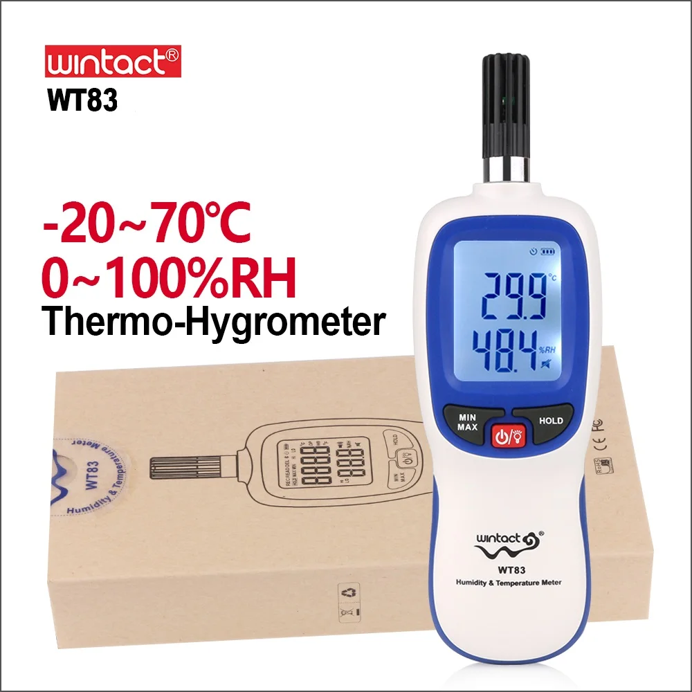 

WINTACT Digital Temperature Humidity Meter Indoor Outdoor Hygrometer Conversion LCD Backlight WT83
