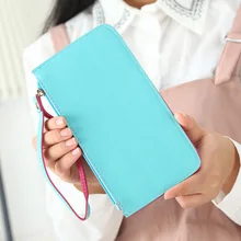 Модный кошелек для монет высокой емкости, Женский кошелек для девочек, держатель для карт, сумка для денег с ремешком, однотонный Кошелек для монет, сумки