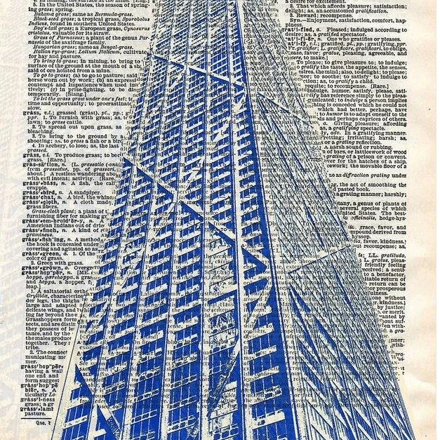 Art N Wordz Hancock Building In Chicago Dictionary Sheet Pop Art Print Poster