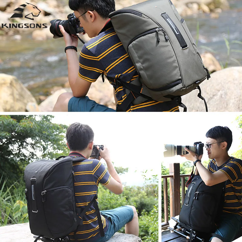 

Kingsons Camera Bag Backpack Men Partition Protection Backpack for SLR DSLR Mirrorless Camera Lens Battery Waterproof Shockproof