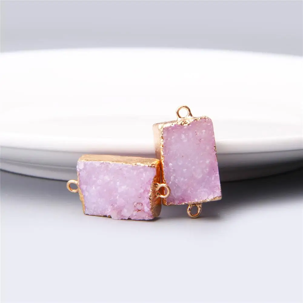 Натуральный розовый кулон agates Druzy маятник разъемы Цепочки и ожерелья Позолоченные ювелирные изделия в залог необработанные друзы ожерелье из каменных подвесок браслет поиска
