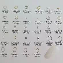 100 шт./пакет серебро/золото геометрические формы сердца круглый в форме звезды овальная неклеевой мягком металле Стикеры нейл-арта украшения