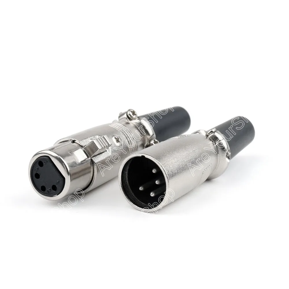 

Areyourshop Sale 1 Pcs Nickel Plated 4Pin Female Adapter + 4Pin XLR Male Plug Audio Microphone Connector