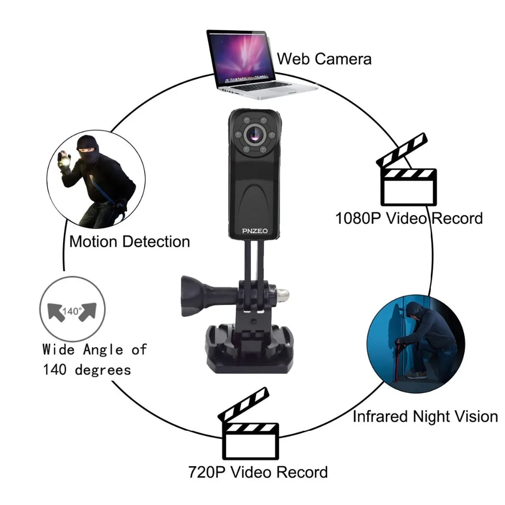PNZEO PD6 мини-камера 1080P HD IR ночного видения рекордер супер-маленькая Спортивная камера корпус-изношенная камера