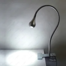 3 Вт светодиодный Настольный светильник с зажимом и зажимом для изображения, светильник для включения/выключения, гибкая труба, точечный светильник, прикроватный светильник, серебристый корпус