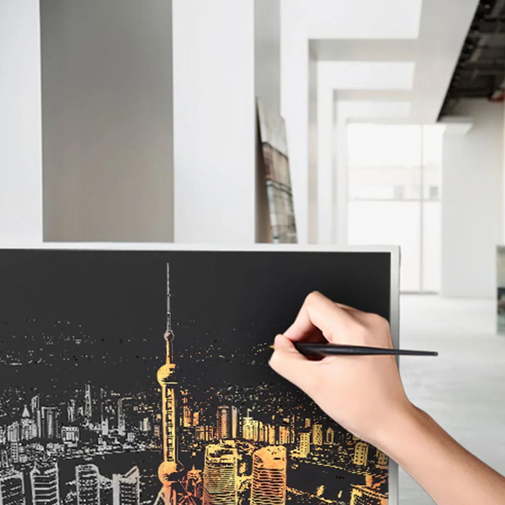 

New Decorative Painting Frame Scratch Scraping Painting Frame Drawing Paper World Sightseeing Pictures Scratch Tool Wholesale