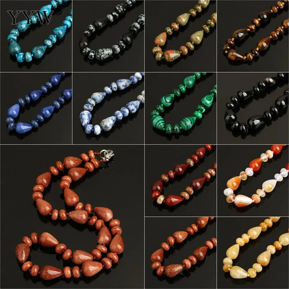 

19 Styles Oval Nature Stone Necklace Women Stone Goldstone Tiger Eye Semi-precious Stone Choker Necklace Jewelry