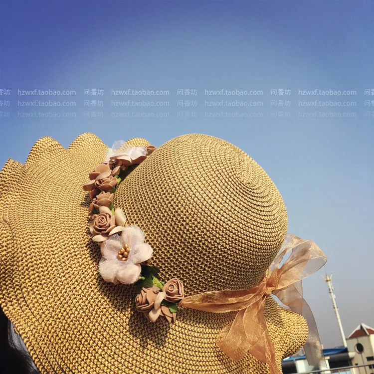 Наряд для родителей и ребенка шляпа детские летние пляжные цветы соломенная шляпа Приморский защита от солнечных лучей на пляже модные женские туфли шляпа с широкими полями козырек шапки H141