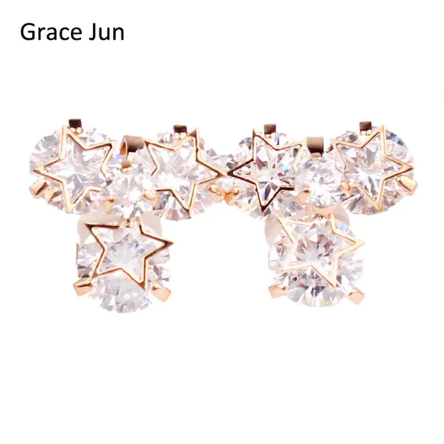 Grace Jun High Quality Copper Material 3 Five Pointed Clip On Grace Jun High Quality Copper Material 3 Five Pointed Clip On Earrings Without Piercing For
