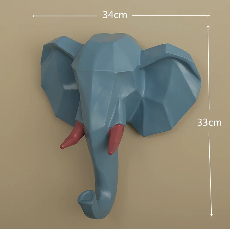 Креативный современный цвет голова животного олень слон, носорог украшение стены фон стены кулон украшение дома - Цвет: Elephant