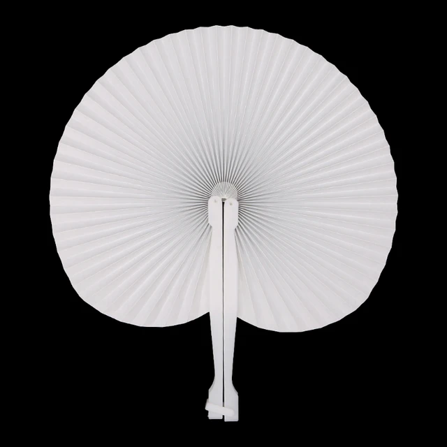 Blank Folding Fan Handmade White Hand Fans Round Circle Wedding Party