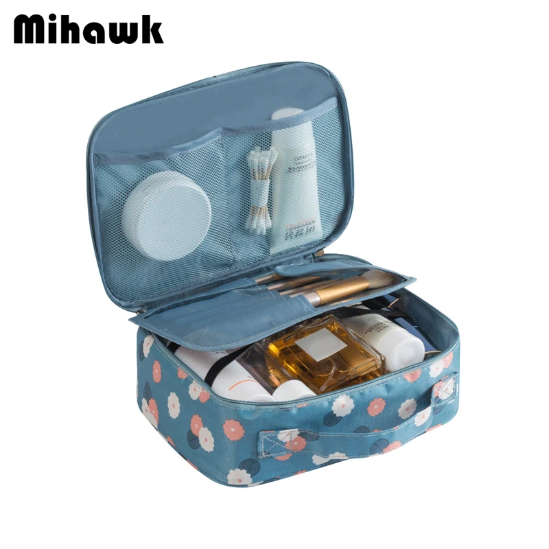 

Mihawk Flowers Prints Cosmetic Bags Waterproof Storage Beauty Tools Organizer Pouch Travel Vanity Cases Makeup Suitcase Zip Tote