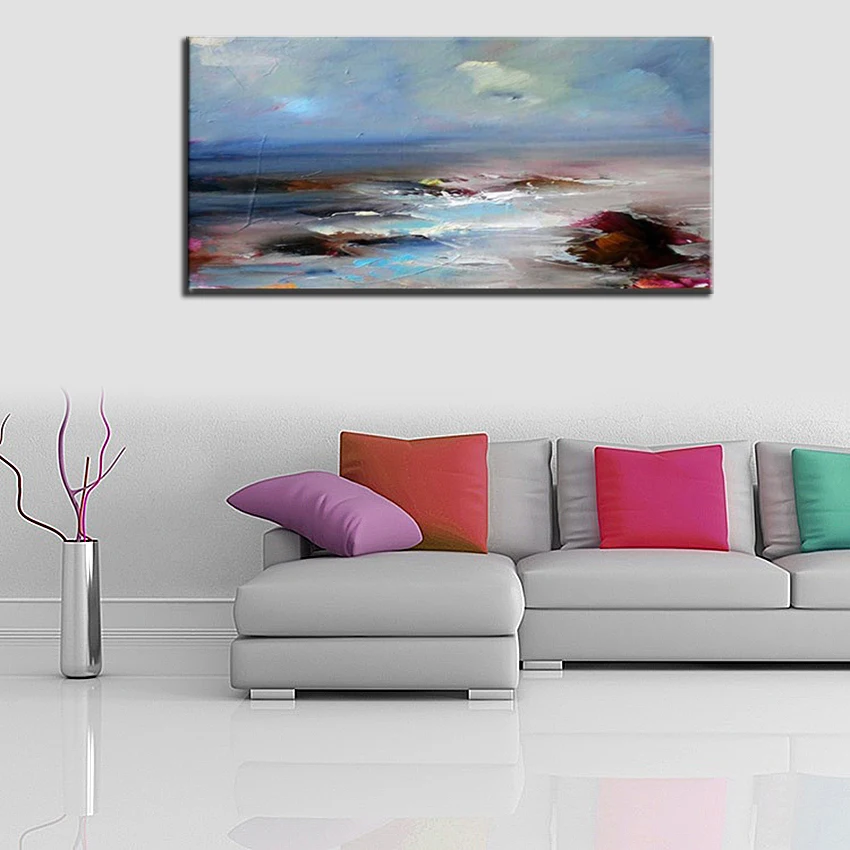 Billig 100% handgemachte Ölgemälde abstrakte meer stein und blau sky wand kunst bilder auf leinwand für wohnzimmer dekoration