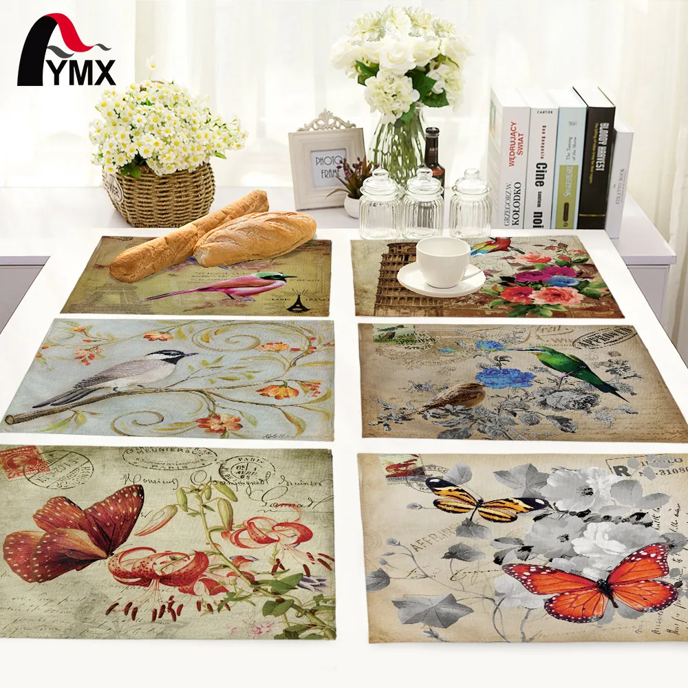 

Cartoon Animal Table Mat Bird Butterfly Home Kitchen Decoration Table Pads Table Napkin For Wedding Set