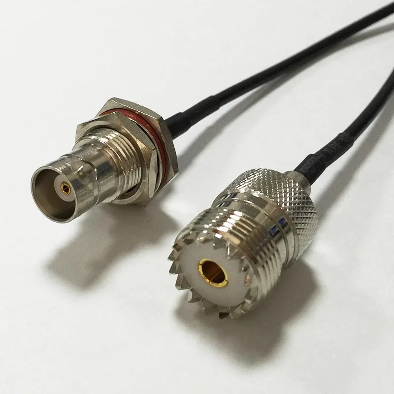 

New UHF  Female Jack  SO239 Switch BNC  Female bulkhead pigtail cable RG174  Wholesale 20CM 8" Adapter