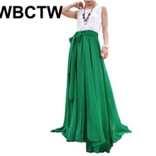 Женские летние винтажные юбки, пляжные Элегантные Шифон, высокая талия, юбка Бохо Макси Длинная юбка плюс размер 7XL