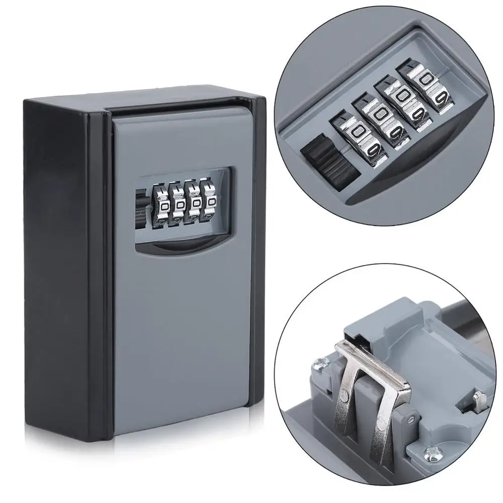 

4 Digit Combination Password Key Storage Security Lock High Security Secret Safe Organizer Wall Mounted Key Safe Box