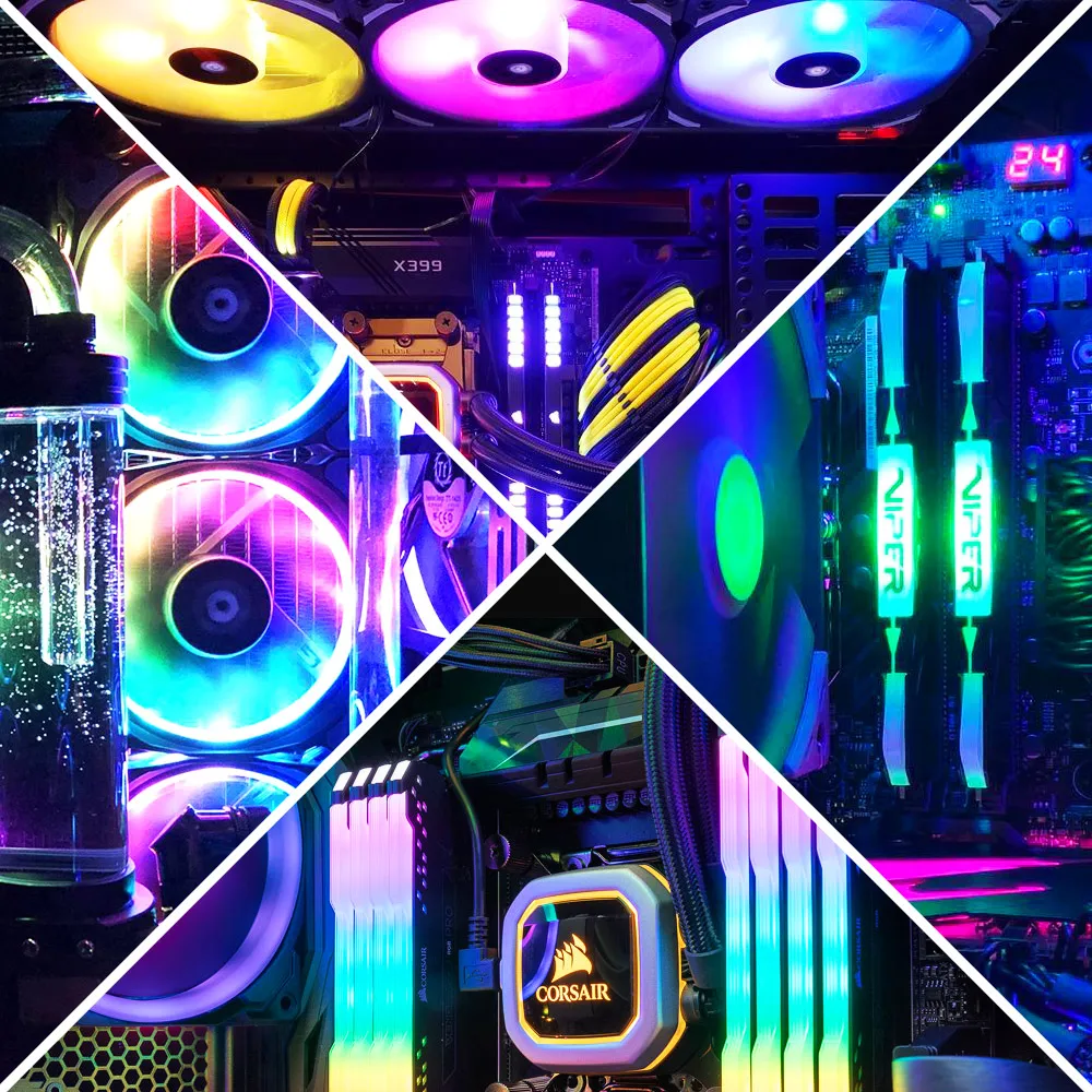 40 см Адресуемая WS2812b цифровая светодиодная лента Радуга RGB LED освещение комплект