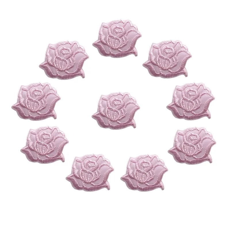 10 шт. светло-розовые розы вышитые для аппликации, шитья железо на значках цветы 4 см для джинсов скатерть платье рубашка DIY Аппликации Ремесло