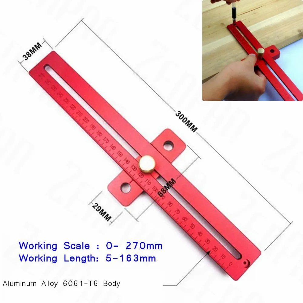 Алюминий 270 мм масштаб древесины измерительная линейка прямой линии рисования деревообрабатывающий инструмент