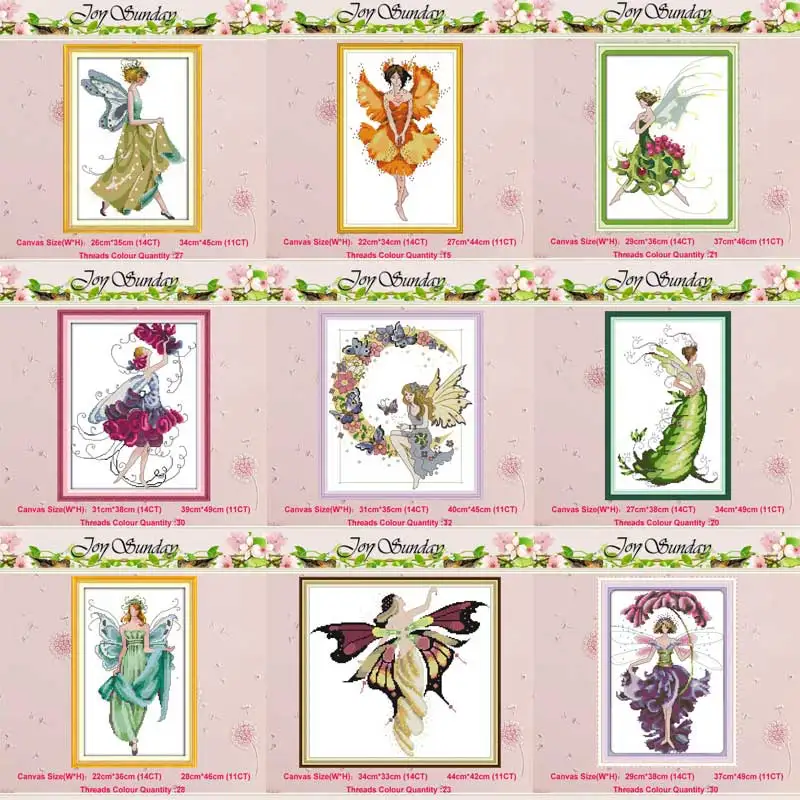 

Butterfly fairy Flower fairy counted 11CT 14CT Cross Stitch Set DIY DMC Chinese Cross-stitch Kit Embroidery Needlework home deco